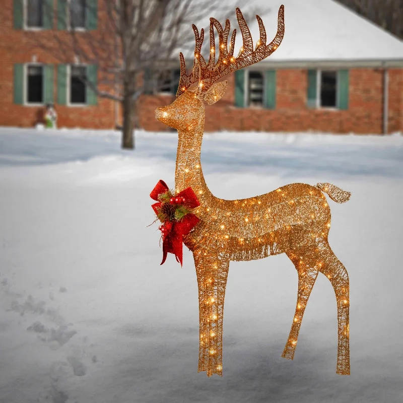 Pre-Lit Sisal Reindeer Sculpture