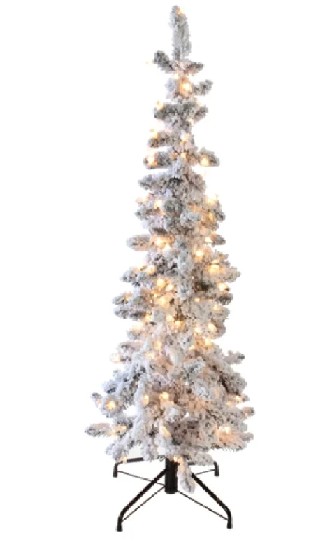 RAZ Greenery <br> 4.5' Small Pre-Lit Slim Flocked Tree