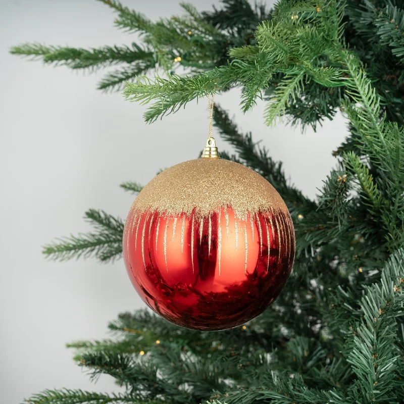 Red Ball Ornament with Glitter Snow Fall