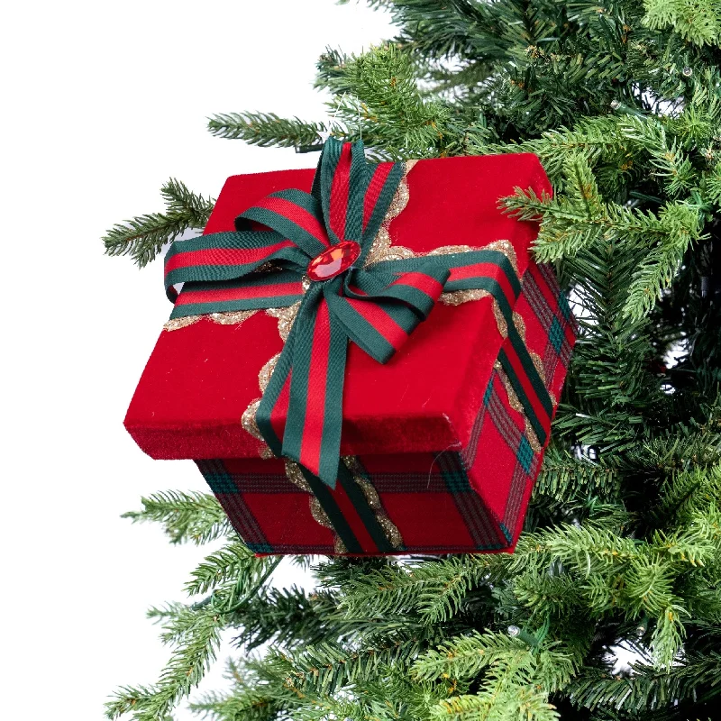 Red & Green Plaid Gift-Box Ornament