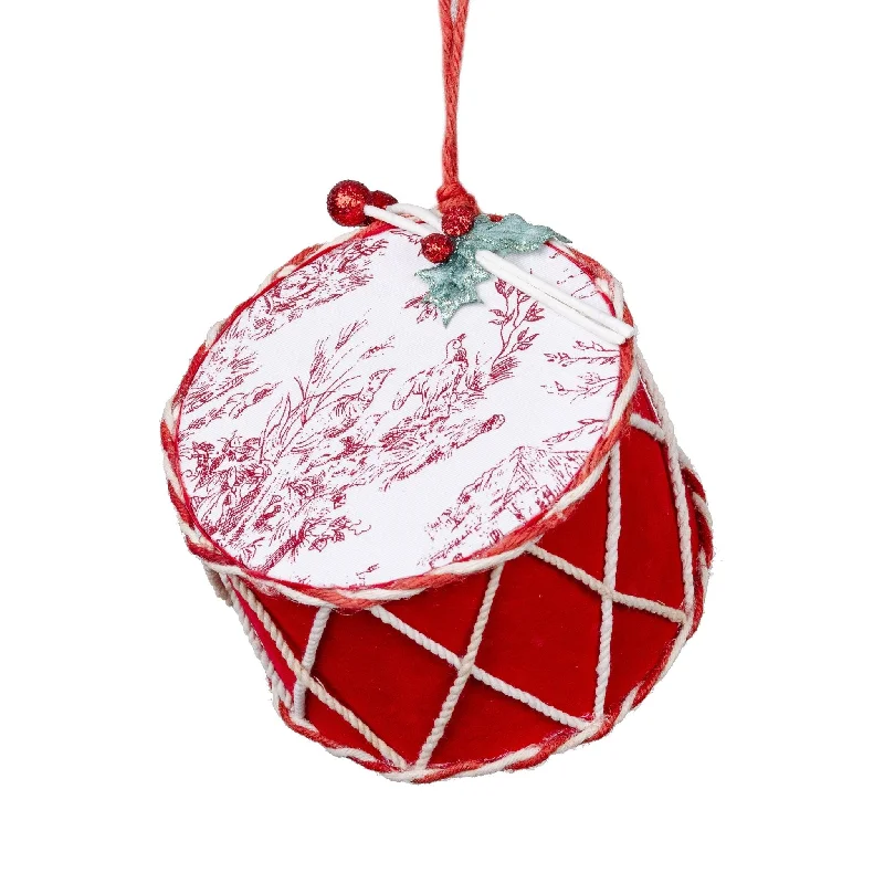 Red & White Festive Drum Ornament