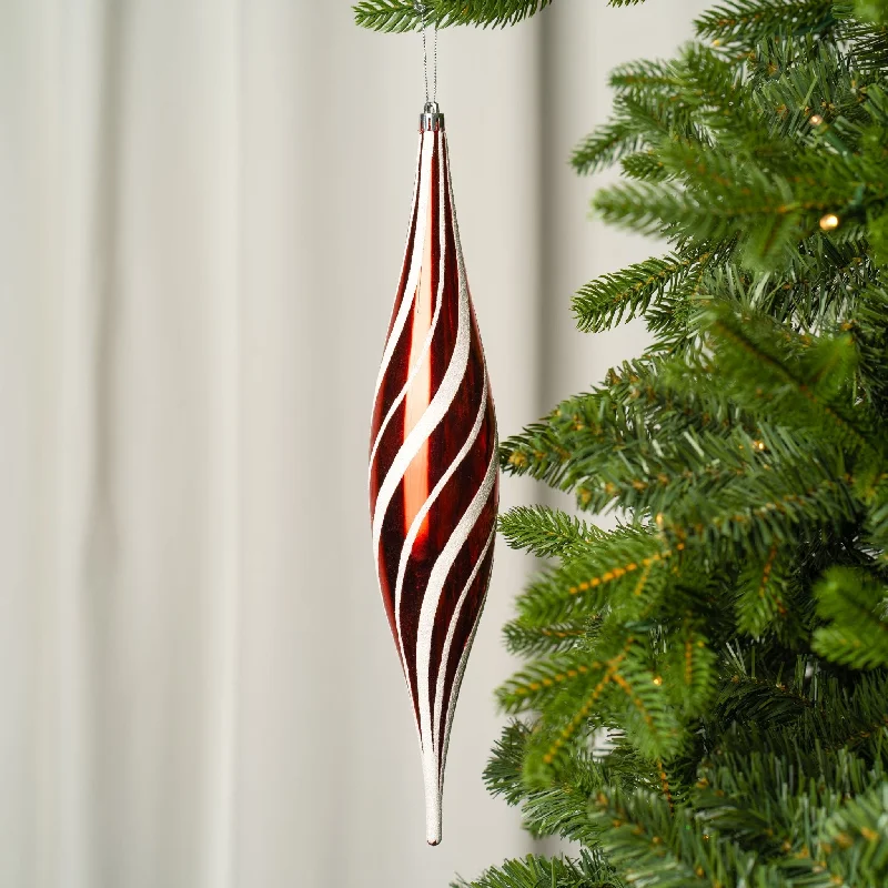 Red & White Oval Drop Ornament