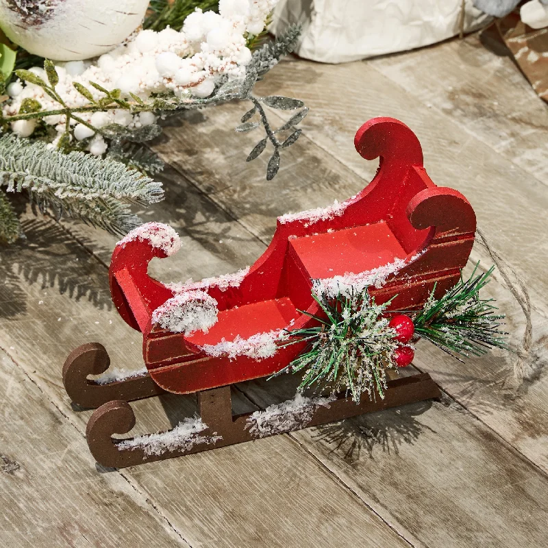 Red Wooden Sledge Ornament