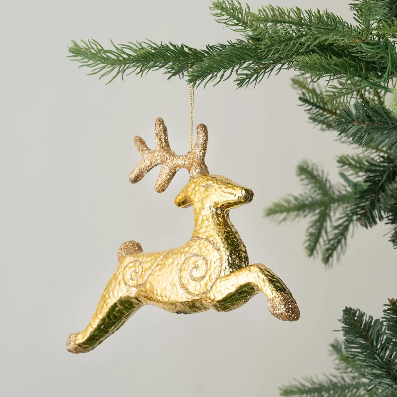 Reindeer Shiny Gold Ornament