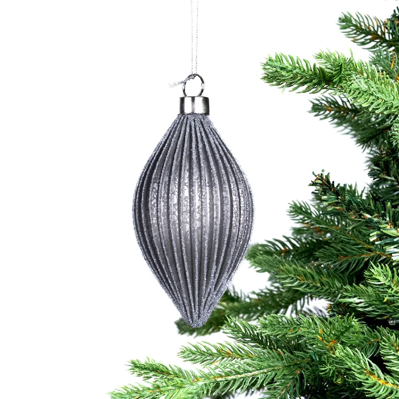 Ribbed Grey Finial Ornament