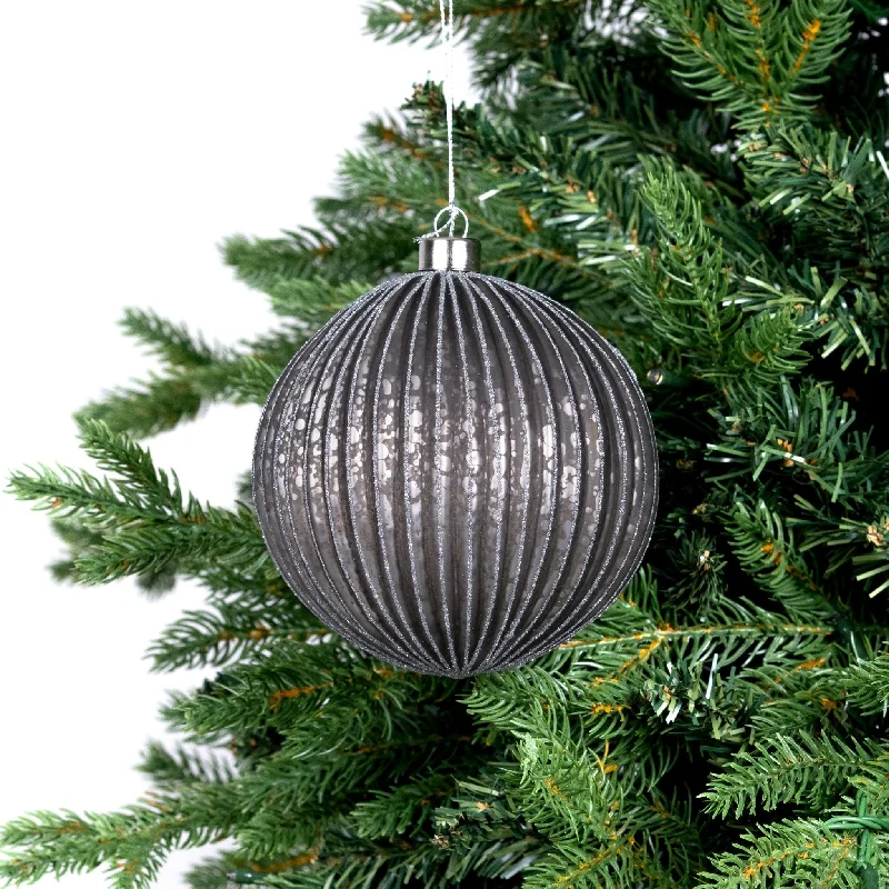 Ribbed Pearl Ball Ornament with Sequins