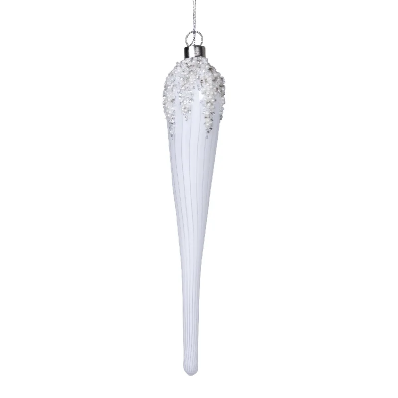 Ribbed White Porcelain Finial Ornament