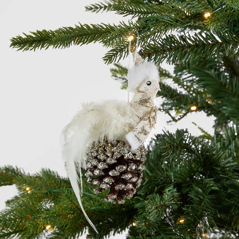 Rustic Bird on Pinecone Ornamen