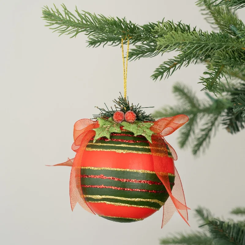 Rustic Traditional Ball Ornament with Foliage