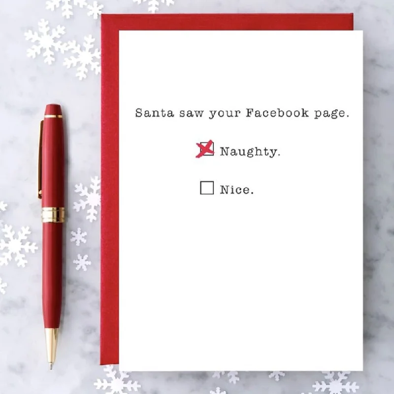 "Santa saw your Facebook page" Boxed Christmas Cards