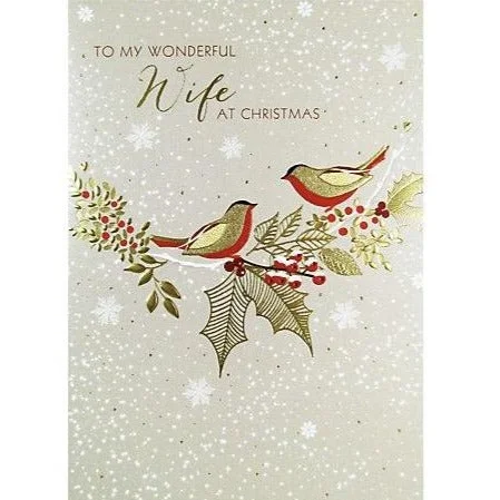 Sara Miller "Wife at Christmas" Robins Greeting Card