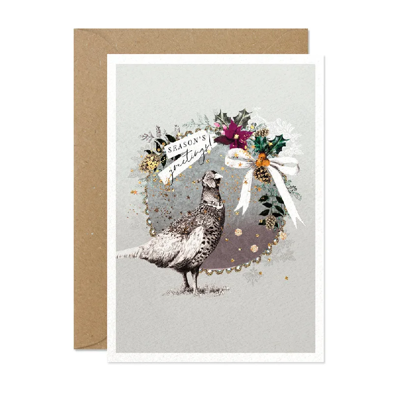 "Season's Greetings" Pheasant Greeting Card