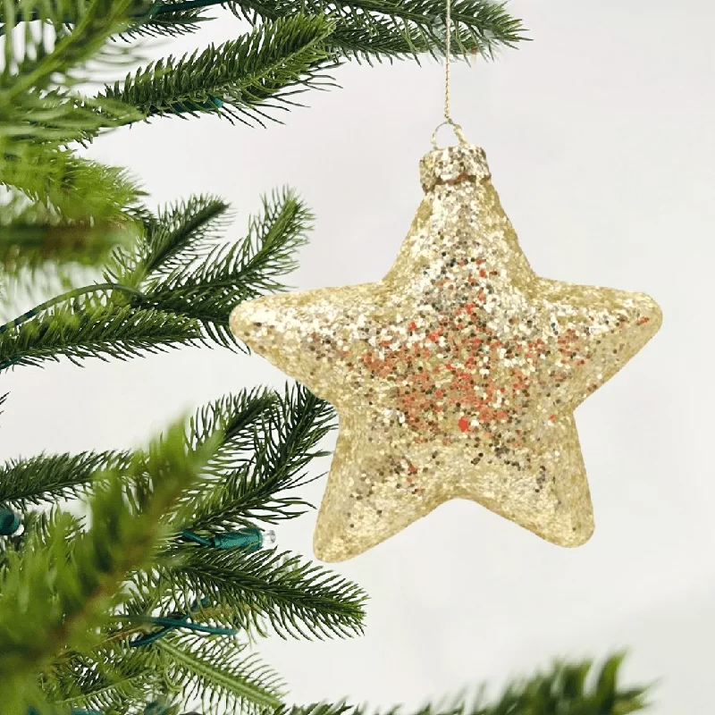 Star Ornament with Golden Glitter