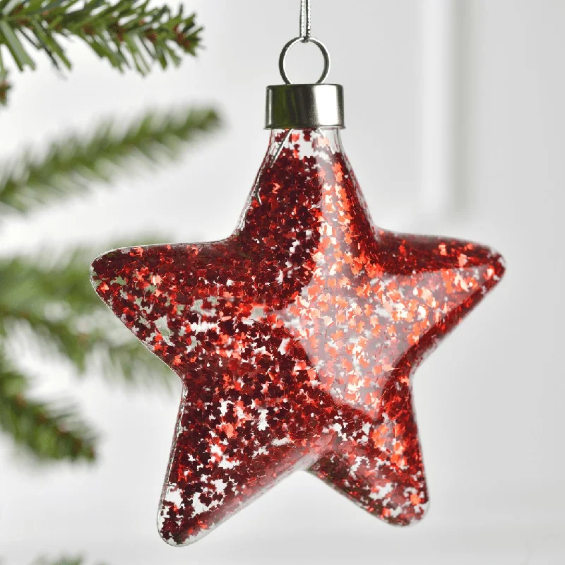 Red Glitter Gilded Star Ornament