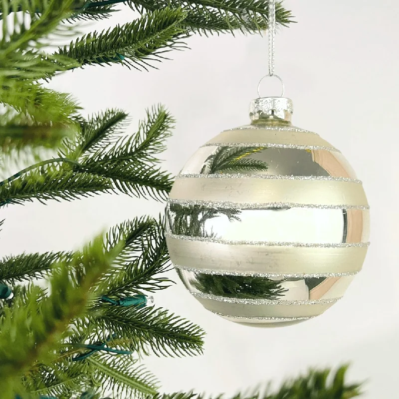 Silver Ball Ornament with Matte & Metallic Finish