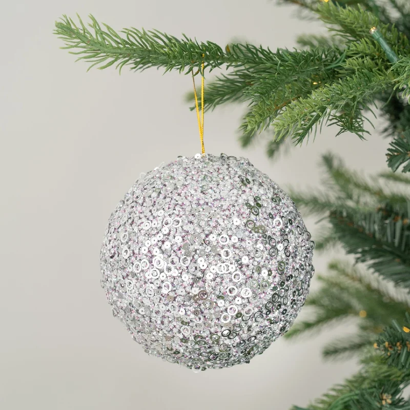 Silver Sequin Ball Ornament