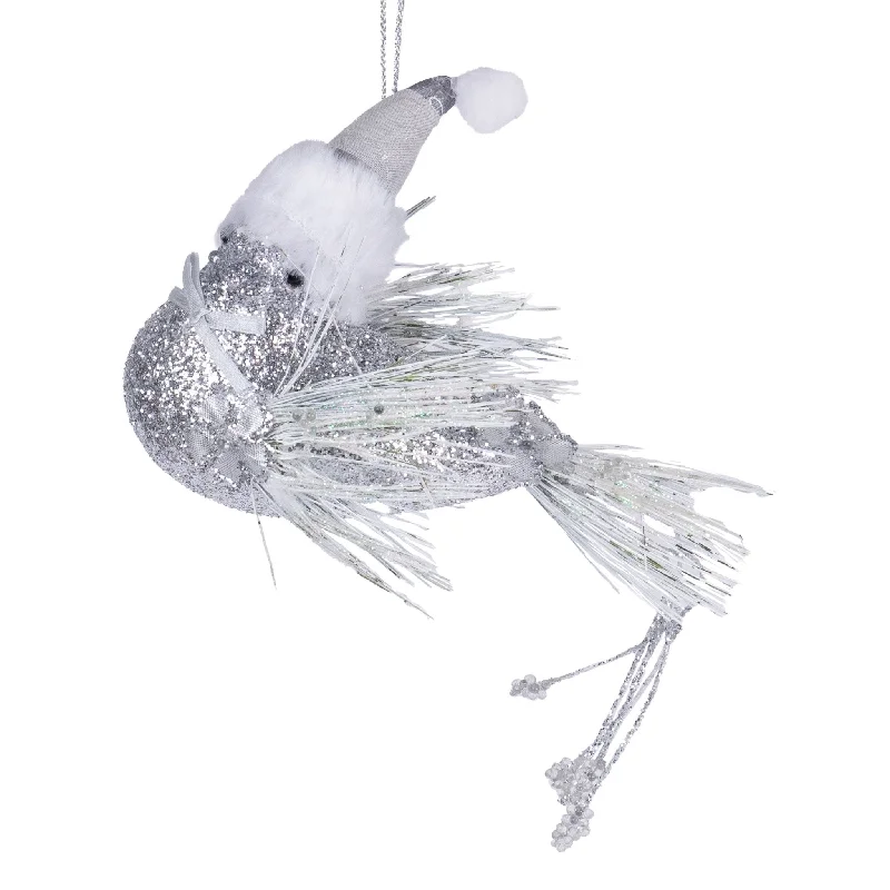 Silver Snow Sparrow Clip-on Ornament