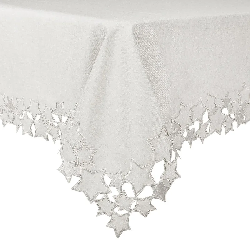 Silver Star Fabric Tablecloths / Napkins Xmas Decoration