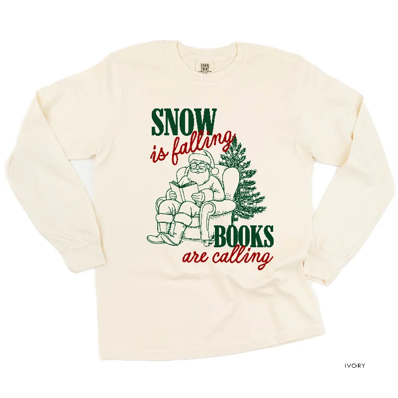 Snow Is Falling Books Are Calling - LONG SLEEVE Comfort Colors Tee