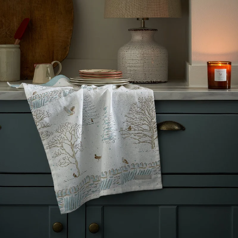 Snowy Cottage Tea Towel