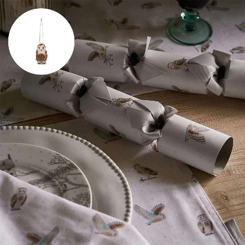 Snowy Owls Christmas Crackers (Set of 6)