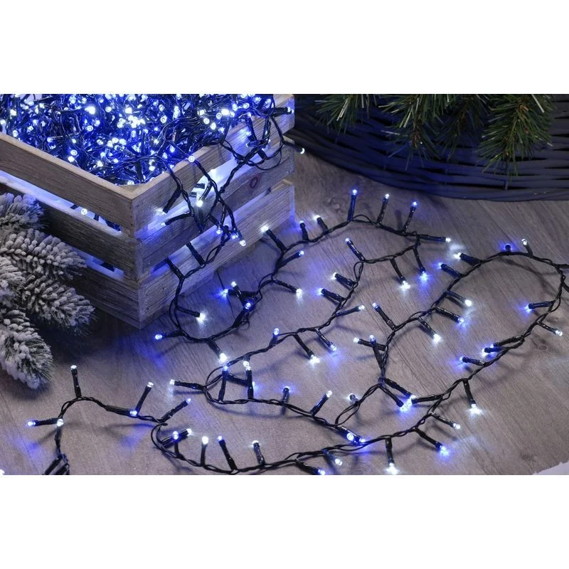 String Fairy Christmas Lights Multifunction Blue & White Outdoor 600 LED - 15.57m Arctic