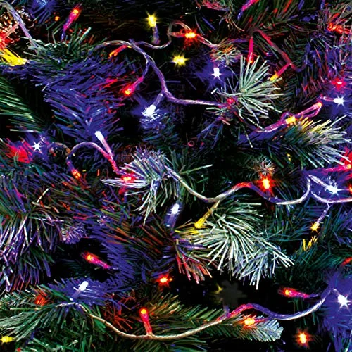 The Christmas Workshop 76040 Multi-Coloured Christmas Lights / 300 LED Christmas Tree Lights / 29.9 Metres Long / Battery Operated / Indoor Or Outdoor Christmas Decorations / 8 Light Modes