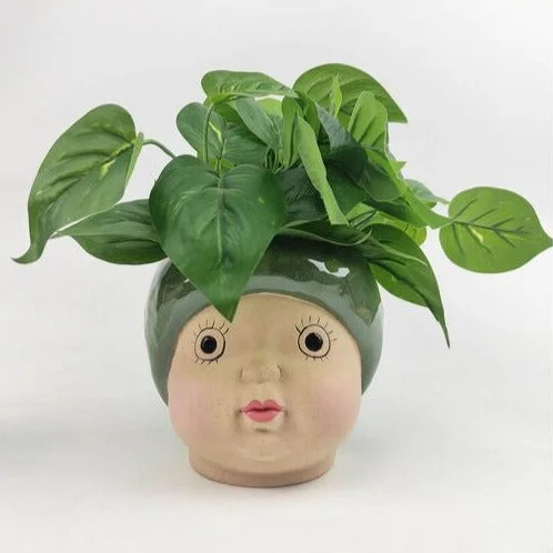 Urban Products May Gibbs Gumnut Baby Head Planter Pot Green 16cm