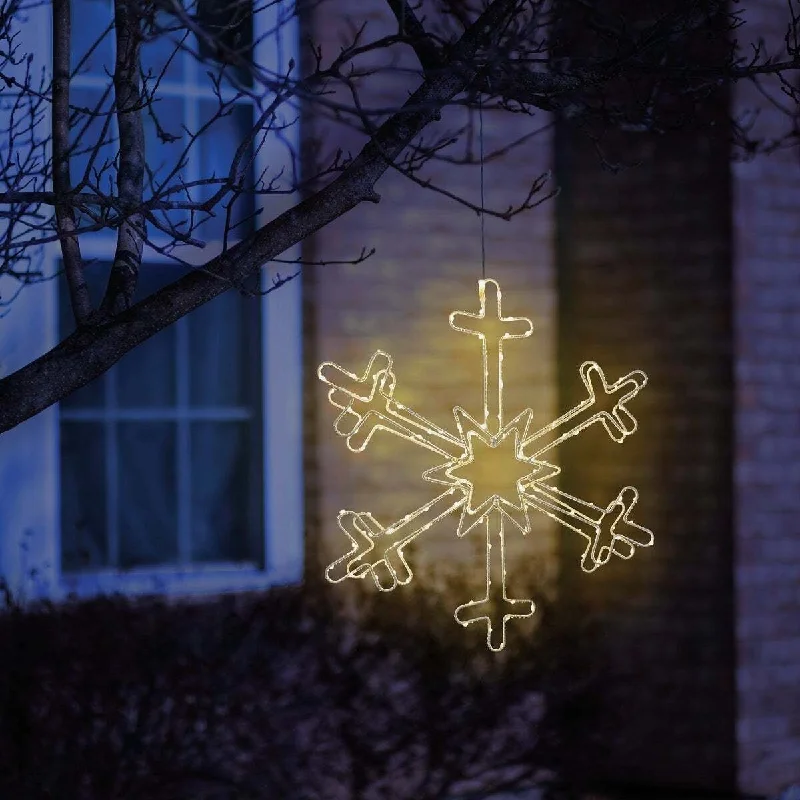 18" Warm White LED Hanging Snowflake Lighted Decoration