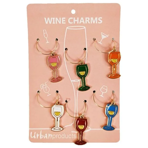 Wine O'Clock Wine Charms Colourful 4cm Set of 6