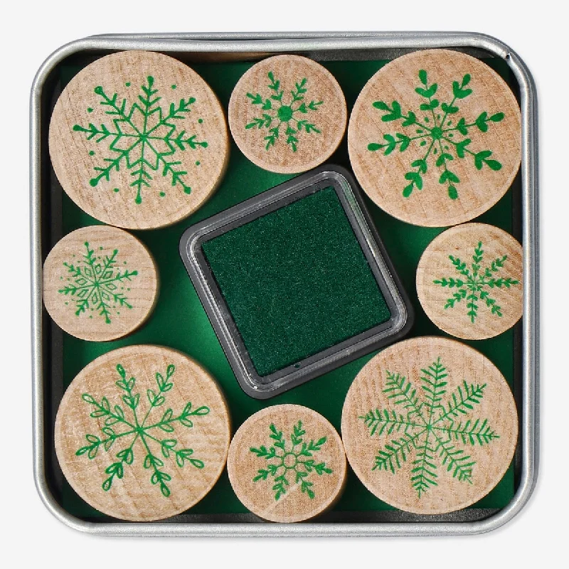 Wooden Christmas stamps with ink pad