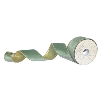 2.5”X10YD Light Aqua Velvet Ribbon with Platinum Lame Back and Platinum Edge | IR