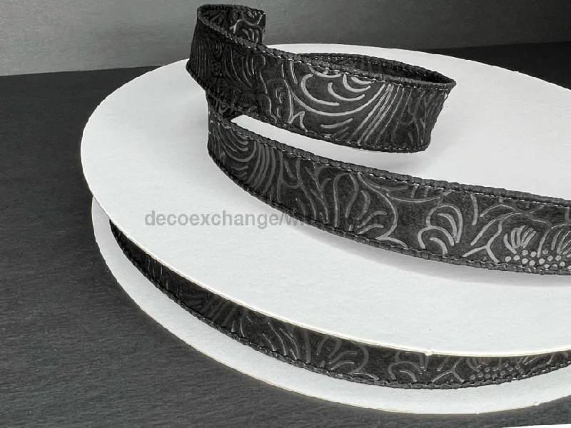 984205-21C: (42466-05-21C) Black Flower Embossed, 7/8"X50Y