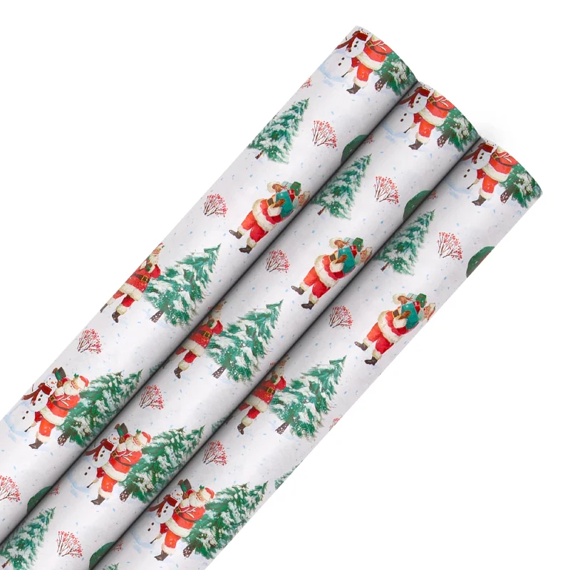 9M Christmas Wrapping Paper - Pack of 3 x 3M Rolls in 1 Vintage Santa Design