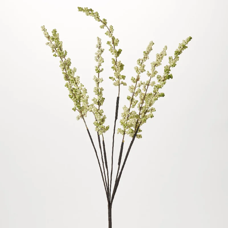 Cream & Green Long Stem Faux Berry Cluster Branch Spray - 33"