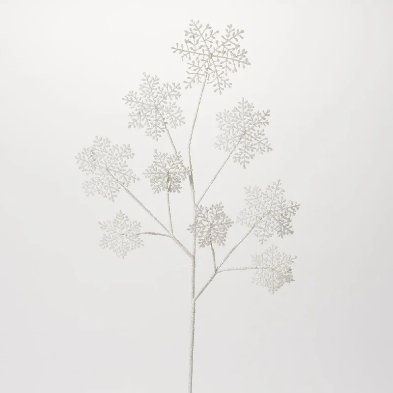 Frosted White Glitter Cutout Snowflake Branch Spray - 36"