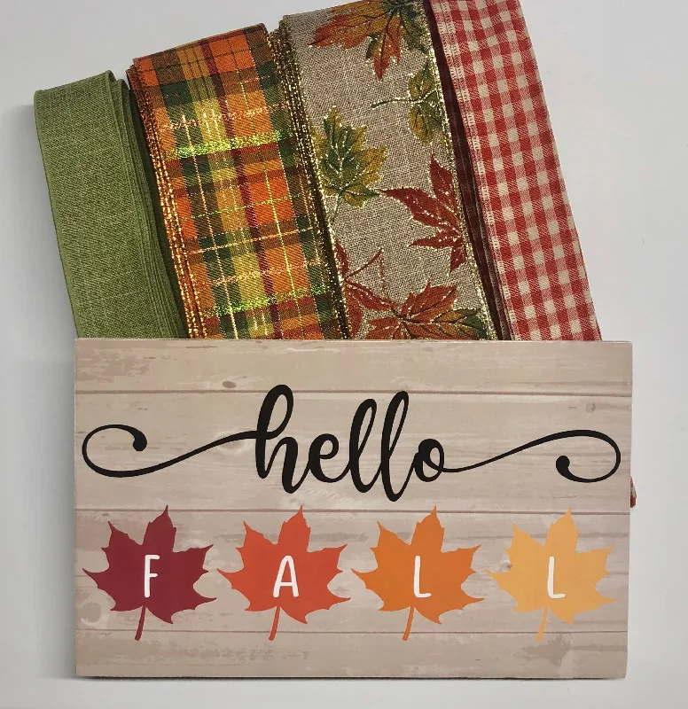 Hello Fall Leaves Wreath Kit, Thanksgiving Wreath Kit, Wreath Supplies