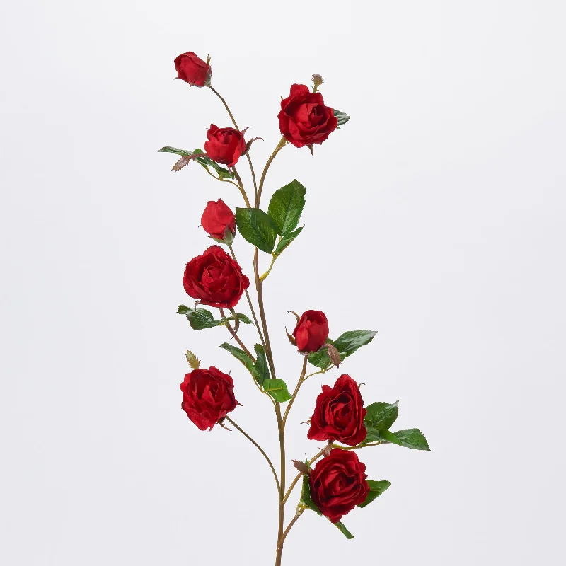 Real Touch Red Garden Rose Bloom & Bud Faux Floral Branch Spray - 36"