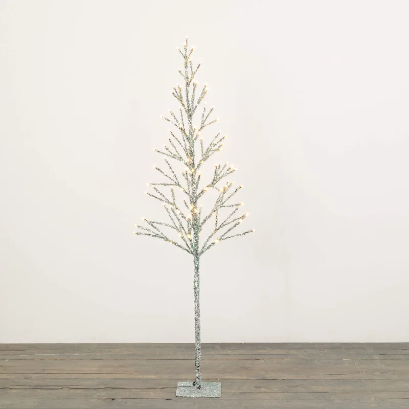 5' Lighted Silver Iced Tree