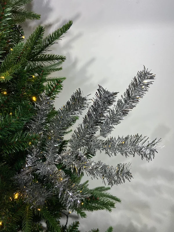 Silver Tinsel Spray with Bells