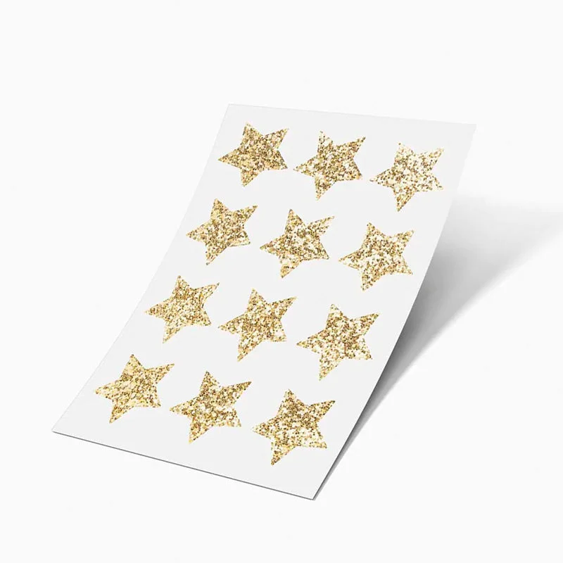 Adesivo de estrela com glitter dourado