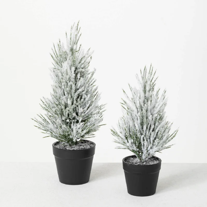 Flocked Tabletop Pine Tree Set