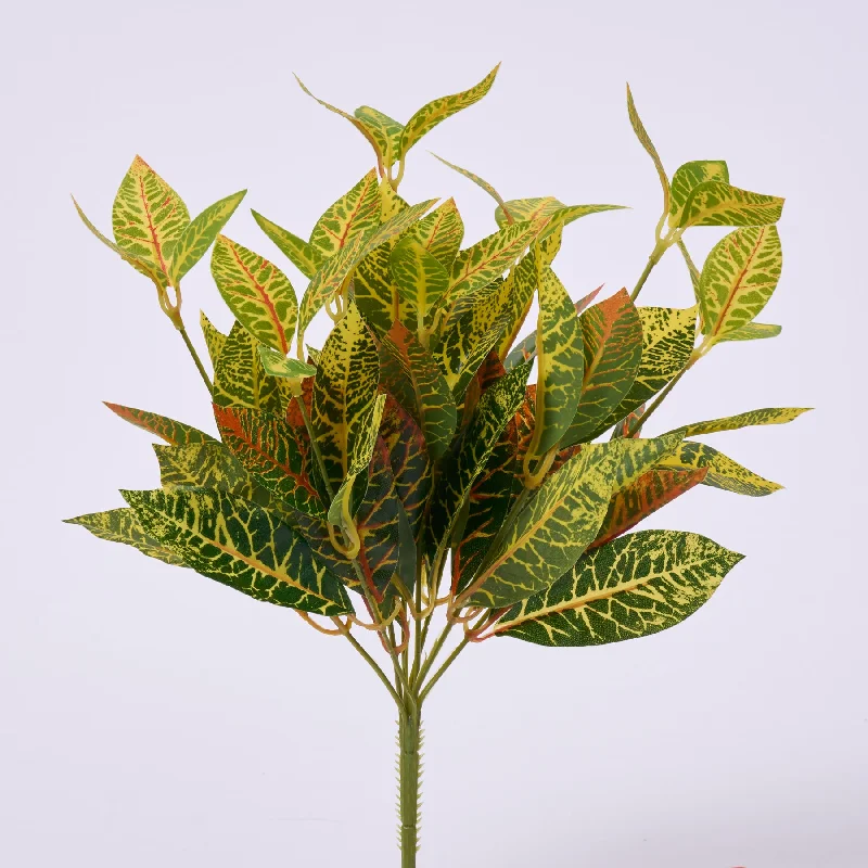 Mixed Green UV Protected Faux Croton Bush Spray - 14"