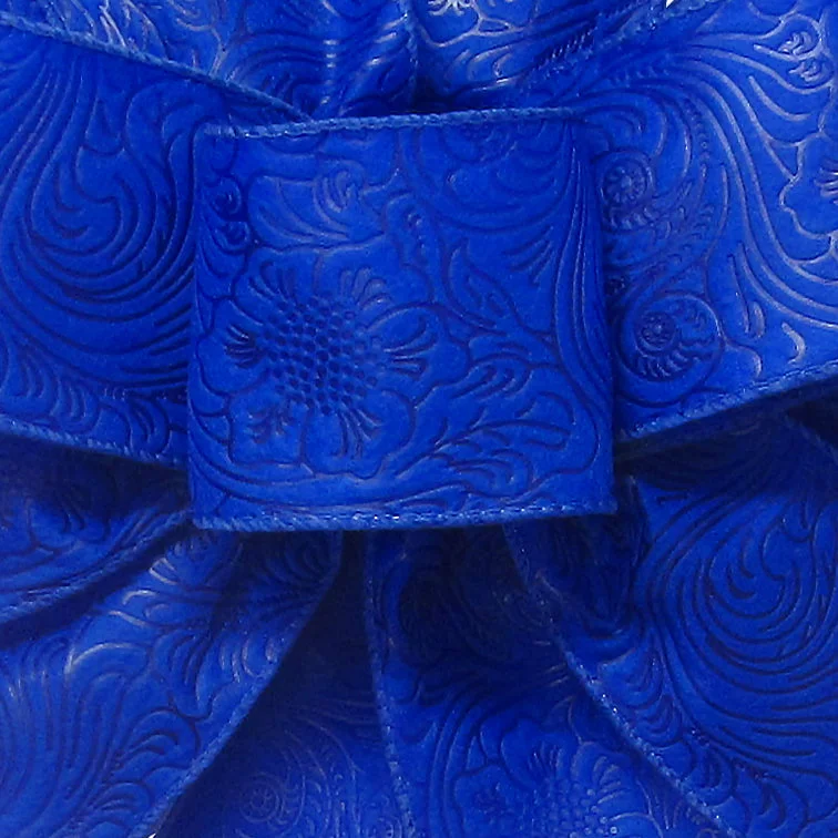 Wired Royal Blue Outdoor Floral Breeze Ribbon (#40-2.5"Wx10Yards)